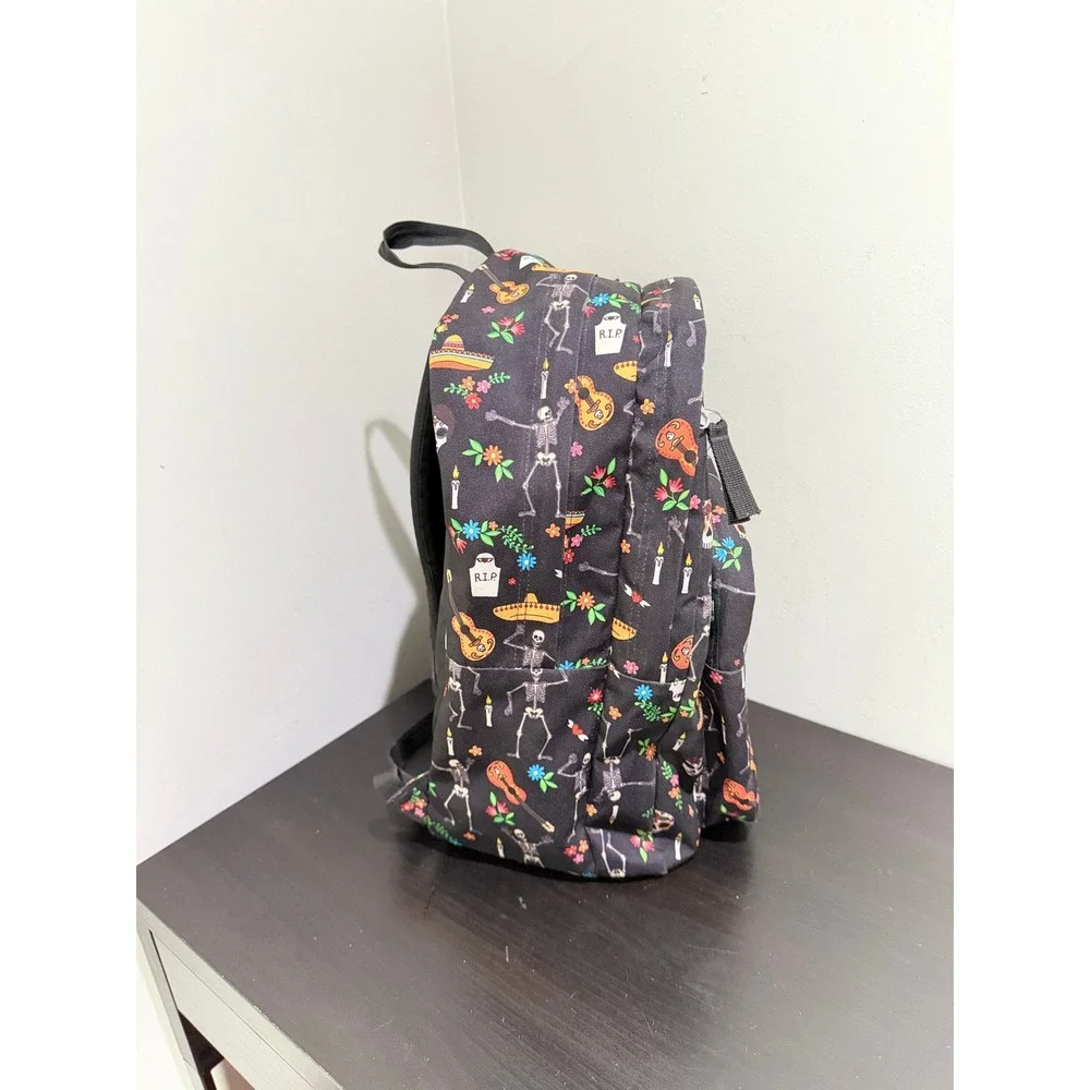 JanSport Backpack Dia De Los Muertos Day of the Dead Skull Skeleton Print Black
